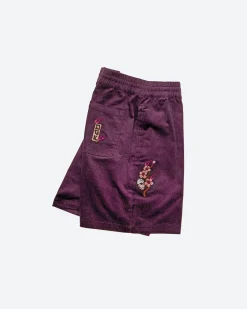 Fire Blossom Embroidered Corduroy Short